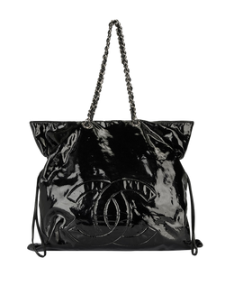 Chanel Drawstring Shoulder Bag, Patent, Black, 12372560(2007) 3*
